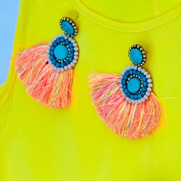 Neiman Marcus Jewelry - NEIMAN MARCUS Hand Beaded Fringe Statement Earrings